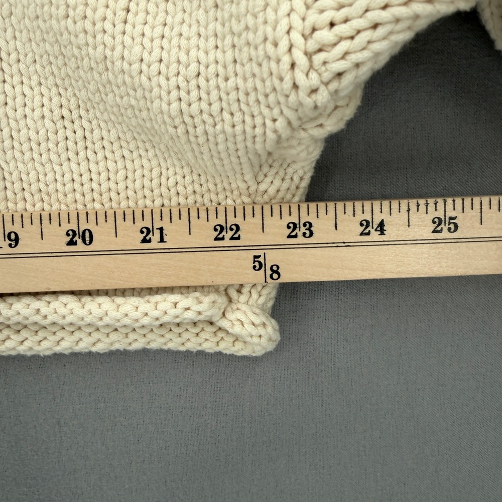 ZARA Cropped Polo Sweater Women Small Cream Relaxed Balloon Sleeve Casual Collar - Picture 4 of 15